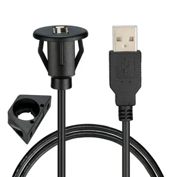 1 m / 2 m műszerfal telepítése USB 2.0 a férfi-nő csatlakozó panel hosszabbító kábel egyetlen port USB2.0 női kábel