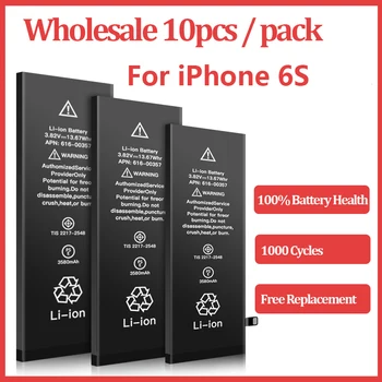 10db/tétel 0 Ciklus Nagykereskedelmi Akkumulátor iPhone 6-OS Csere Akkumulátor Apple Elemeket Ingyenes Matricát, Vízálló Váz