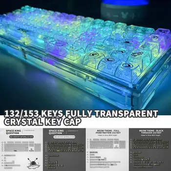 132/153 Kulcsok Teljesen Átlátszó Crystal Kulcsot Kap Megvilágított Kapcsoló Gaming Mechanikus Keycaps Keycaps Profil PC Egyéni Diy MDA EGY D4N8