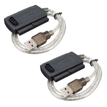 2X USB 2.0 A Férfi IDE-SATA 2.5 Inch 3,5 Hüvelykes Átalakító Adapter Kábel Merevlemez, HDD, Fekete