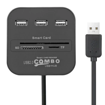 3 portos USB HUB Smart Adó Banki AZONOSÍTÓ Kártya ATM ID Okos SD TF Memóriakártya Olvasó