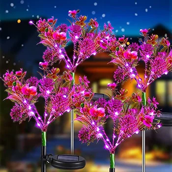 4 Csomag Napelemes Lámpák Kültéri Kerti Díszítő Powered Phalaenopsis Virág Lámpa Design, Vízálló Udvaron Kerti Dekoráció