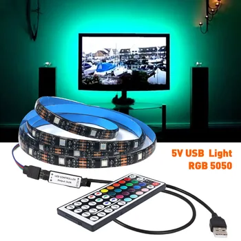 5V-os LED Szalag Lámpa RGB 5050 Rugalmas Szalag Lámpa INFRAVÖRÖS Távirányító-USB Szalag Dióda Vízálló TV Háttérvilágítás az Ünnepi Szoba Dekoráció