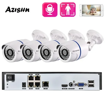 AZISHN 1080P WiFi NVR Rendszer HD éjjellátó Kamera HD Audio Biztonsági IP Kamera P2P Videó Megfigyelő Rendszer