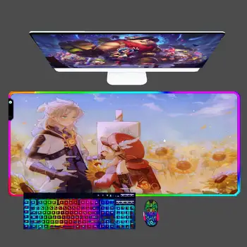 Albedó Genshin Hatása RGB Egér Pad Játék Tartozékok PC Gamer Számítógép asztali LED Matrac xxl Laptop Varmilo Billentyűzet Mousepad 90x40