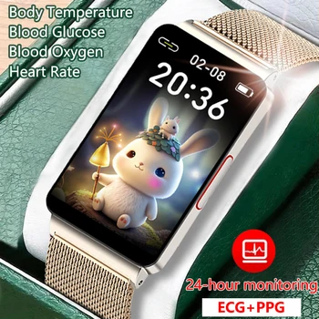 Android IOS Xiaomi Okos Karkötő Nők Férfiak smartwatch Hőmérséklet pulzusszám vércukorszint Oxigén EKG+PPG Egészségügyi Intelligens Karóra