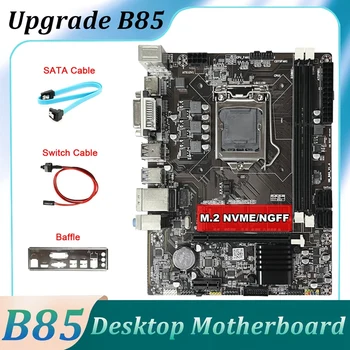 B85 Asztali Alaplap+SATA Kábel+Kapcsoló Kábel+Terelő LGA1150 DDR3 M. 2 NVME DVI-VGA HD 4-I7, I5 I3 1150 CPU HNB85