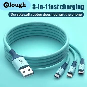 Elough 3 in 1 USB Kábel, 3A Gyors Töltés IOS USB C Típusú Töltő Kábel iphone 14 13 Pro Max Samsung Xiaomi Phone Felelős Kábel
