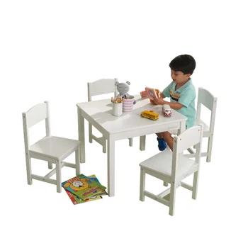 Fából készült Parasztház Asztal & 4 Szék Szett, Fehér gyermek asztal szék meghatározott gyerek íróasztal