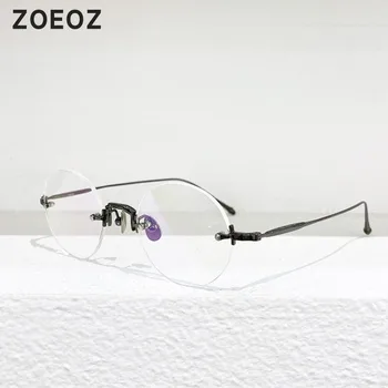 Japán tervező Vintage kör keret nélküli szemüveg keret, rövidlátás szemüveges férfi szemüveg keretek nők Optikai kék fény szemüveg