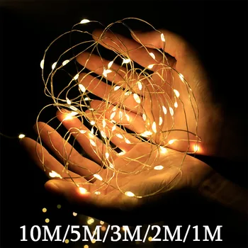 Karácsonyi Esküvő Lámpa Koszorú Ünnepi Lámpa 8 Szín LED String Fény Réz Drót Tündér Fény USB/elemes a Karácsonyi Dekoráció