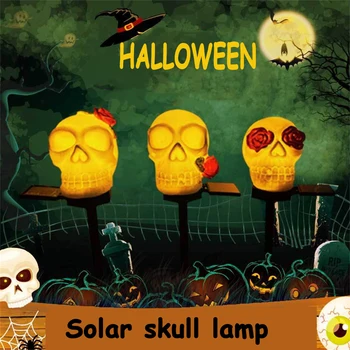 LED Koponya Fejét Tét Lámpák Napelemes Út Fények Halloween Kültéri Dekoráció Kerti Fény Útja, Kert, Udvar Dekoráció
