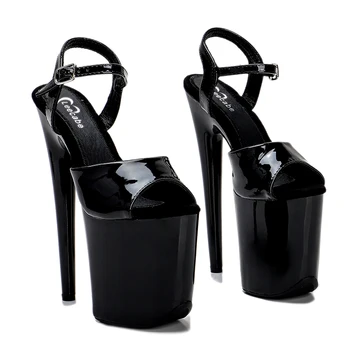 Leecabe Új Fekete stílus magas sarkú szandál 20cm szexi modell cipő rúdtánc Szandál cipő