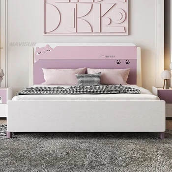 Luxus Rózsaszín Gyermek Ágy Fiú Fa Modern Lány, Aranyos Gyerekek Ágyak Kis Lakás Camas De Dormitorio Hálószoba Bútor