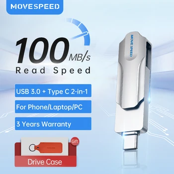 MOVESPEED 2 az 1-ben USB pendrive 128GB 3.0 OTG C Típusú Pen Drive, 256 gb-os 64 GB 512 gb-os Fém USB-C Pendrive a Telefonok, Laptopok Macbook