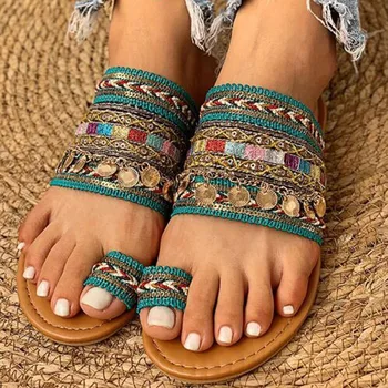 Női Szandál, Kézzel Készített Görög Stílus Bohém Flip Flop Szandál Streetwear Divat Cipő Női Nyári Lélegző Cipő Nyitva Toe Cipő