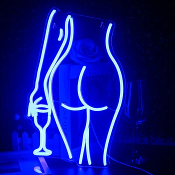 Szexi Hölgy Led Neon Fény Jele, Női Kék Led-es Neon A Bár Dekor Fény Haza Room Decor Bár Buli, Esküvő, USB Fali Dekoráció