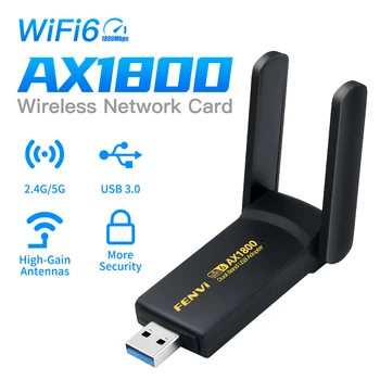 WiFi 6 USB Dongle Vevő AX1800 MT7921 kétsávos, 2,4 G & 5G Vezeték nélküli Hálózati Kártya USB 3.0-S WIFI Adapter Laptop, Asztali
