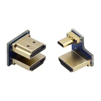 Xiwai Micro HDMI D Típusú HDMI Type A Férfi-Férfi Csatlakozó Aljzat Raspberry PI 3B/3B+/4B U-Alakú, Szögletes 2db/készlet