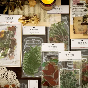 10pack nagykereskedelmi DIY PET Botanikus kezét fiók anyag, dekorációs matrica fehér üveg matrica 180*95mm Ingyenes Szállítás
