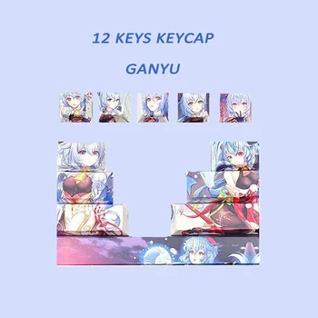 12 Kulcsok Genshin Hatása Keycaps Játék Anime Keycaps Ganyu Kazuha Xiao Keqing Cseresznye Magas PBT Forró Szublimációs DIY Billentyűzet