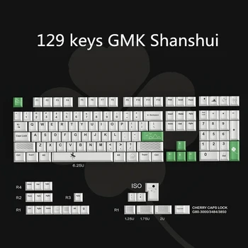 129 Kulcs/set GMK Shanshui Keycaps PBT Festék Subber Kulcs Caps Cseresznye Profil Keycap A Cseresznye G80 3000 3484 3850 GH60 GK64 ANNE