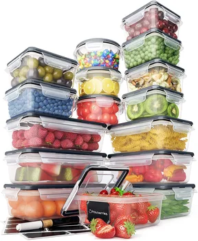 16 darabos étel tároló konténer frissen tartja doboz átlátszó szivárgásmentes konyha különleges frissen tartja refr