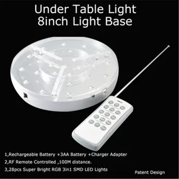 (2 Darab/Tétel) Újratölthető elemes 8 Colos Központi LED Fény Alatt, asztali Díszek Adapterrel + RF Távvezérlő