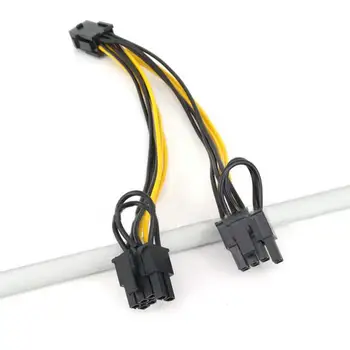 2-in-1 Sárga Univerzális Kábel PCI-E 6-Pin, hogy 2x 6+2 Tűs/6-Pin/8-Pin Hatalom Splitter PCIE PCI Express