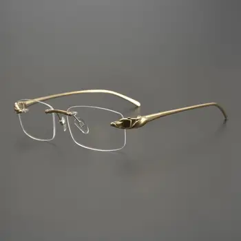 2023 Leopárd Fejét, Szemüveg Keret, Az Európai, Mind Az Amerikai Férfiak, Mind A Nők Tiszta Titán Dagály Keret Nélküli Szemüveg Lapos Üveg