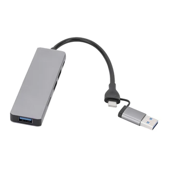 6 Az 1-ben USB 3.0 C-Típusú Extender Dokkolóegység Multi USB Elosztó Adapter USB 3.0 2.0 TF SD Olvasó helye