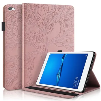 A Huawei MediaPad M5-Lite BAH2-L09/W19 10.1 inch Borító Bőr 3D-s Fa Flip tok Alapvetően a Huawei Mediapad M5-Lite 10.1 Tablet
