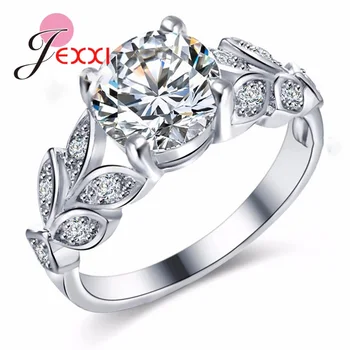 A Nők A Divat Cirkónia Kő Medál Hagyja Gyűrű Eladó Kiváló Minőségű 925 Sterling Ezüst Teljes Méret Ujj Gyűrű