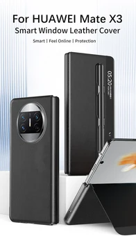Alkalmas Huawei MATEX3 mobil telefon esetében Haver x3 oldali ablakban intelligens bőrtok paraván toll slot anti csepp prot