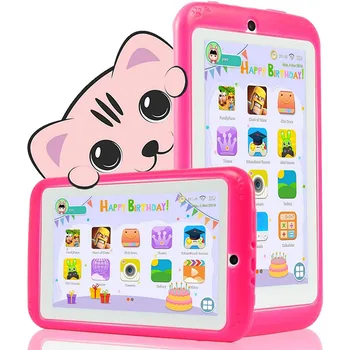 Android Gyerekek HD Tablet WiFi Szülői felügyelet /16 GB-ig Bővíthető 1 tb-os, 7 Inch Rózsaszín Tabletta Anti-Ősszel Vastag Hab EVA Vissza