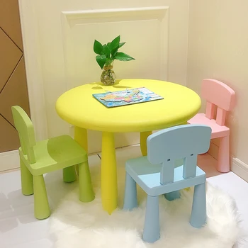 Csúszásmentes kerek asztal székekkel, műanyag óvoda asztalok, székek, otthoni használatra játék asztalok, székek, meghatározott, gyermekek írás