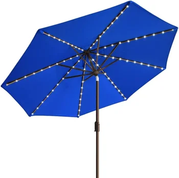 EliteShade USA 10 Éves-Nem Halványuló Sunumbrella Napenergia 9ft Piaci Esernyő 80 LED Kerti Napernyő