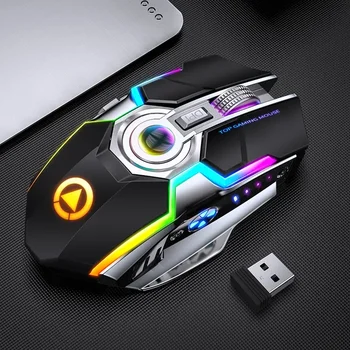 Gaming Mouse Újratölthető 2.4 G Néma 1600DPI Ergonomikus 7 Gombok, LED-es Háttérvilágítás USB Optikai Egér Gamer PC/Laptop