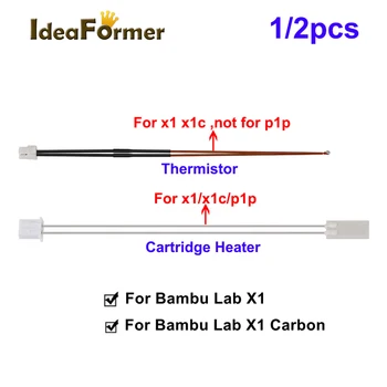 IdeaFormer 1/2DB Termisztor & Kerámia Fűtési Lemez Bambu Labor X1/X1-Szén/P1P 3D-s Nyomtató Hotend Fűtő Patron 24V 80W