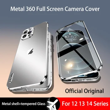 Iphone 12 13 14 Pro Max mobil telefon esetében új fém alumínium ötvözet csiszolt lencse all-inclusive 360 anti-esnek védelem esetekben