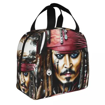 Jack Sparrow kapitány Ebéd Bento Táskák Hordozható Alumínium Fólia megvastagodott Termikus Szövet Ebéd Bag Fiúk, Lányok