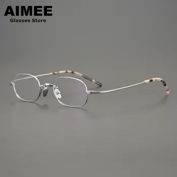 Japán Tervező, Tiszta Titán, Kézzel Készült Kis Négyzet Alakú Szemüveg Keret Férfiak Ultrakönnyű Rövidlátás Szemüveg Kapható Szemüvegek Oculos