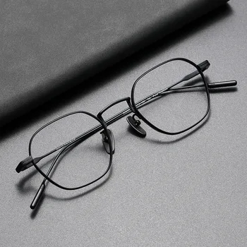 Japán Tiszta Titán Férfi Szemüveg Keret Vintage Ultrakönnyű 9.5 g Sokszög Szemüveg Optikai Szemüveg Nők Szemüveg Anti Kék