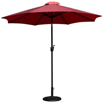 Kona Vörös 9 FT Kerek Esernyő a Tekerő, Tilt Funkció Áll Esernyő Alap a Szabadtéri Strand Kert