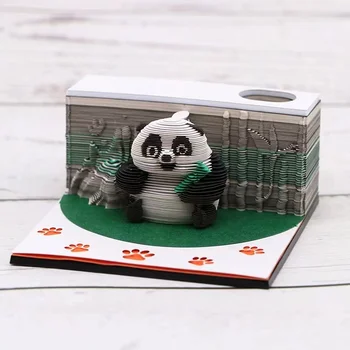 Kreatív Papír Faragás 3D Háromdimenziós Megjegyzés Könyv Panda Ajándék Sichuan Állat Sticky Notes Matrica