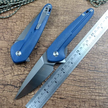 KÉT NAP TS504 D2 Penge Spear Point Kék Micarta Kezelni Összecsukható Kés Szabadtéri Vadászati Eszköz