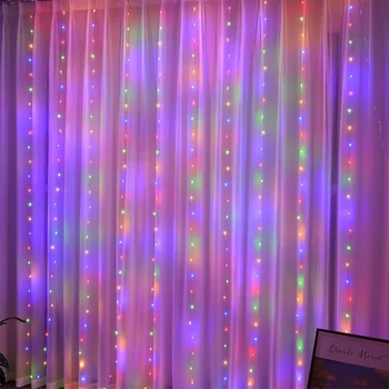 LED Garland Függöny Fények 8 Mód USB-Távirányító tündérfény String Esküvő, Karácsony, Dekoráció, Otthon Szobás Új Évet Lámpa