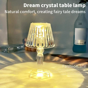 LED Kristály asztali Lámpa Projetor Akril Diamond asztali Lámpa LED-es Éjszakai Fény Éjjeli Világítás Fény Hálószoba Dekoráció