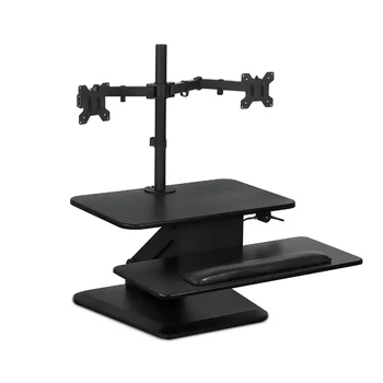 Mount-It! Ülni, Állni, Állandó Asztal Átalakító Dual Monitor Mount Combo | Fekete