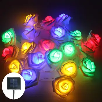 Napelemes LED String Fények Rose Energiatakarékos 20Leds 5M Szabadtéri Karácsony, Új Év, Fesztivál, Buli, Kerti Dekoráció Lámpa